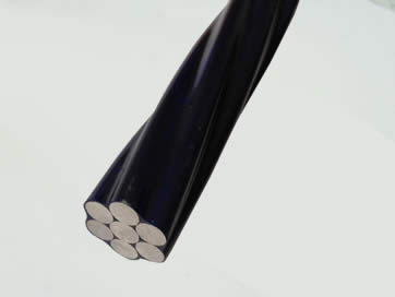 One corner of 1×7 epoxy coated strand with black cover.